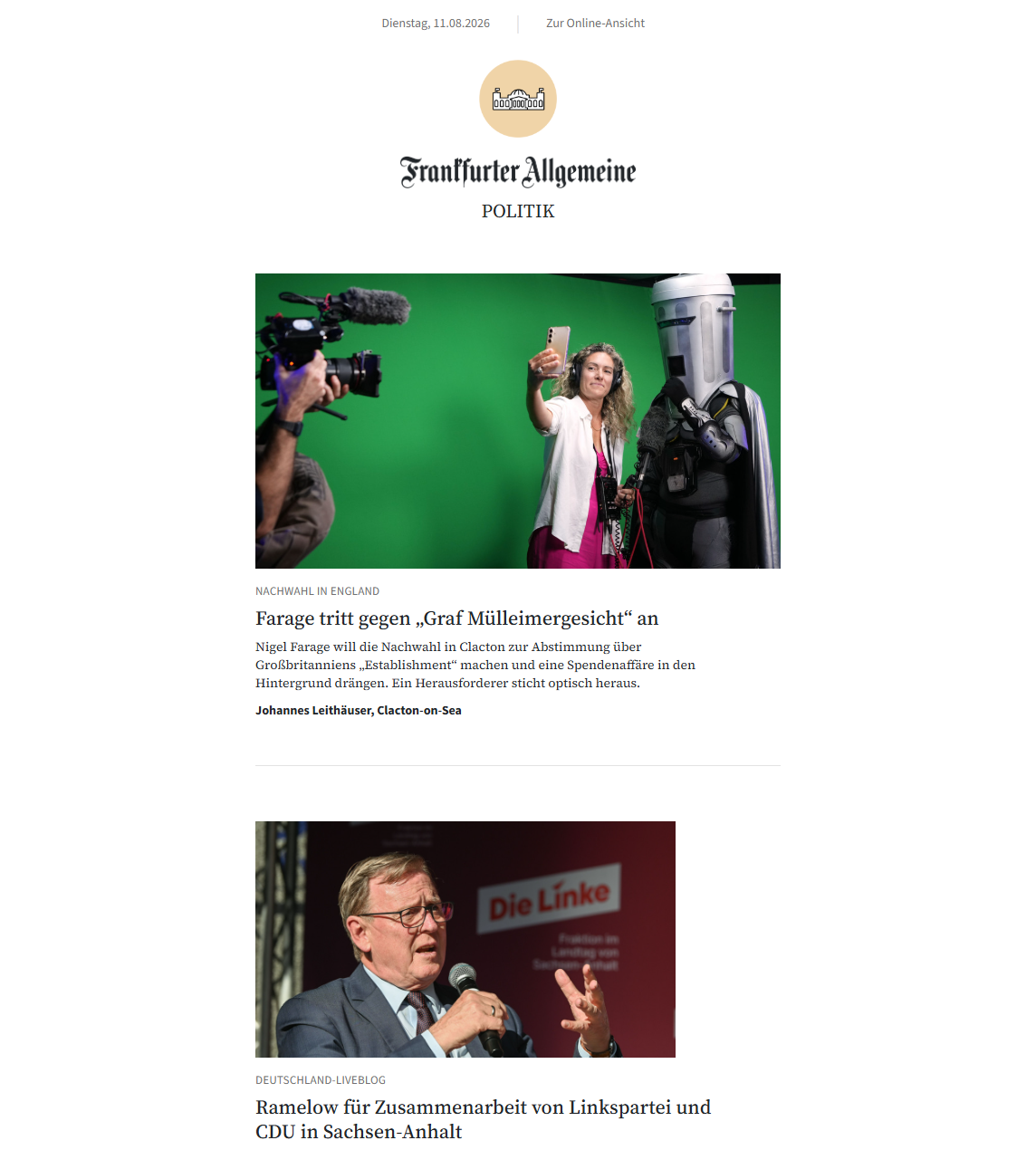 Vorschau des Newsletters Politik